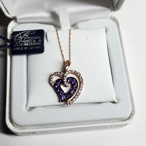 Levian 14k amethyst and white sapphire necklace